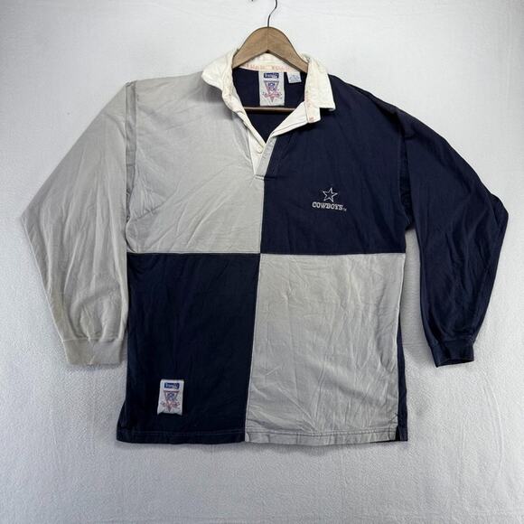 Vintage Other - Vintage Dallas Cowboys Rugby Shirt Men's medium Gray Blue Colorblock Embroidered